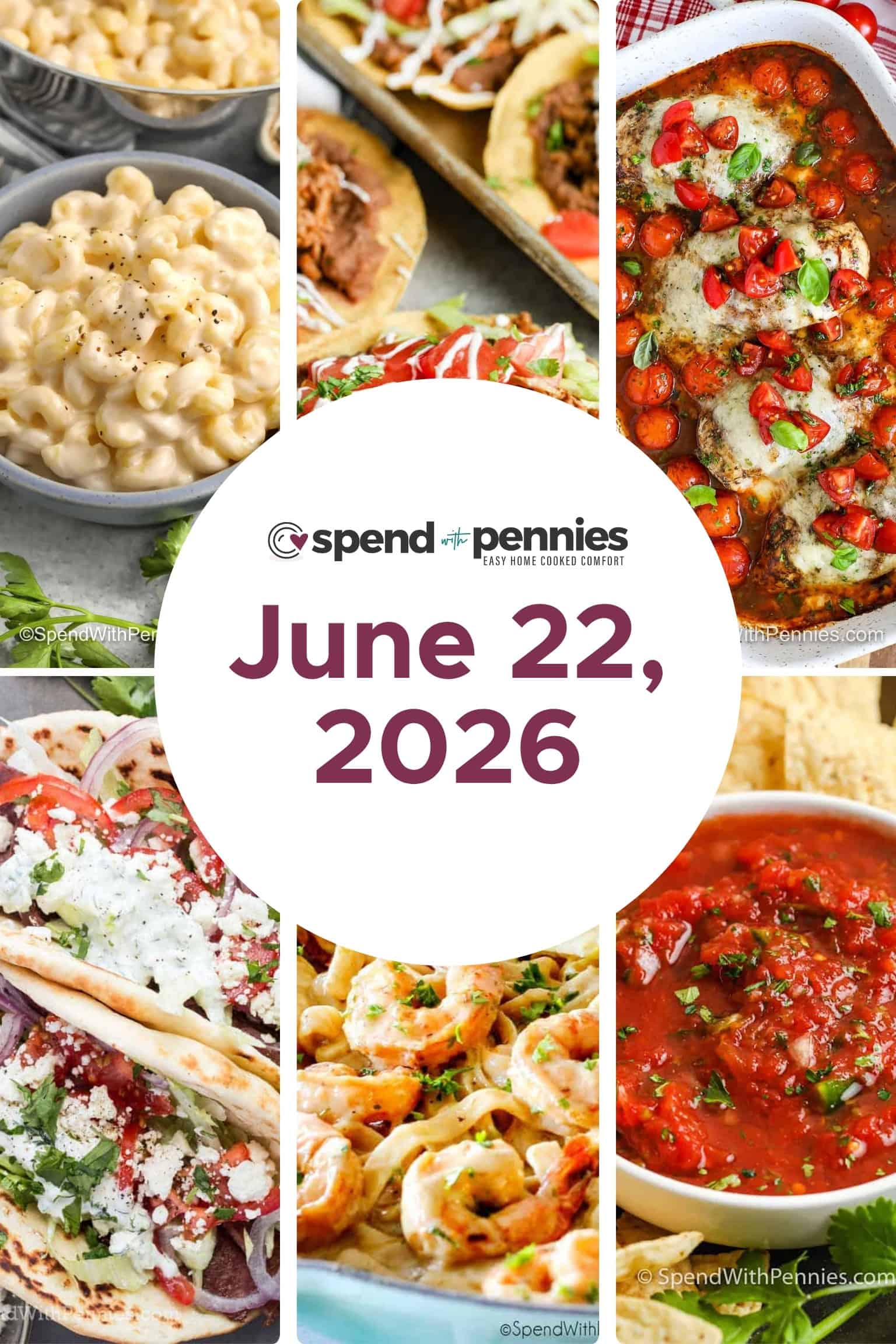 Weekly Meal Schedule for June 22, 2026