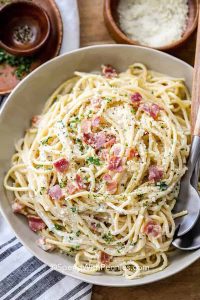 Fast and Simple Creamy Carbonara Dish Prepared in 30 Minutes