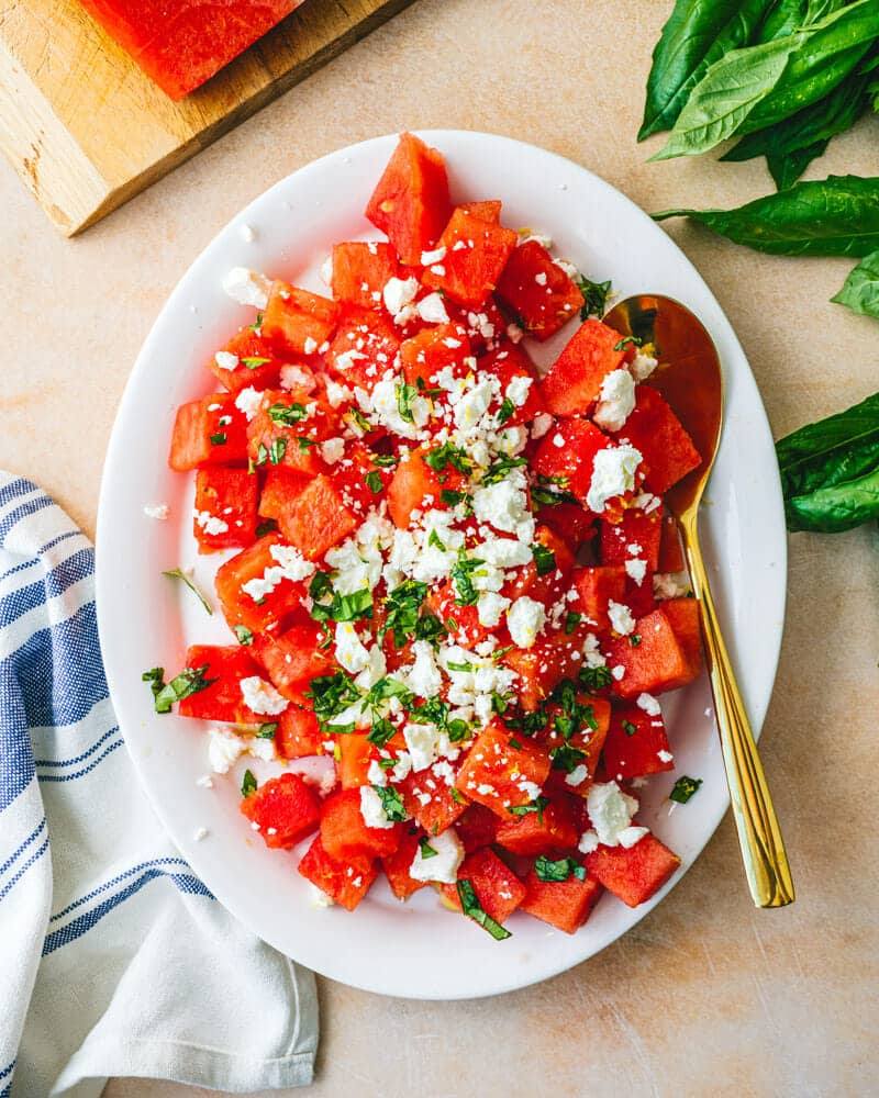 Salad featuring Watermelon and Feta Cheese