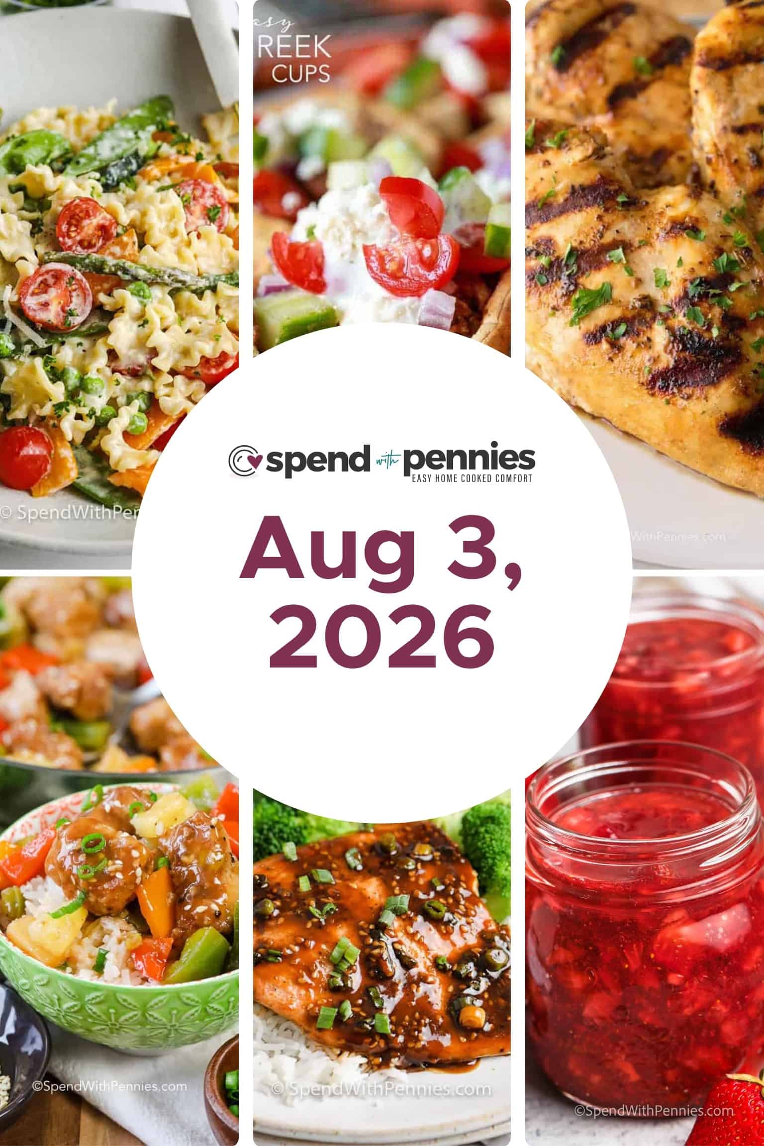 Weekly Meal Schedule for August 3, 2026