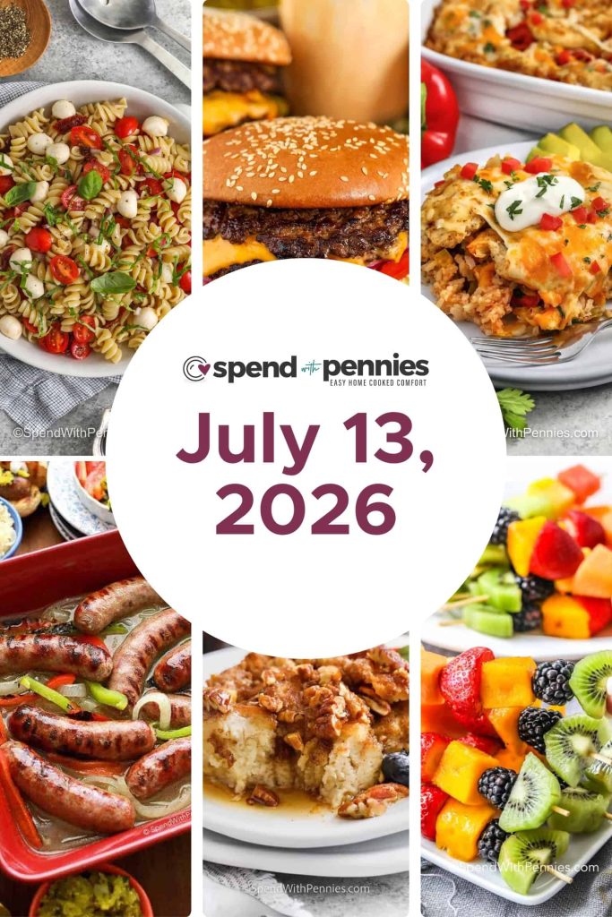 Weekly Meal Schedule for July 13, 2026