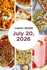 Weekly Meal Schedule for July 20, 2026