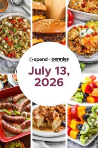 Weekly Meal Schedule for the Week of July 13, 2026