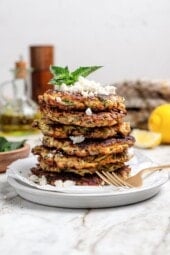 Zucchini Fritters Elevated with Feta Cheese and Fresh Mint