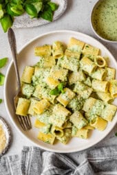 Cottage Cheese Stealthily Elevates Pesto Pasta Without Family Realizing