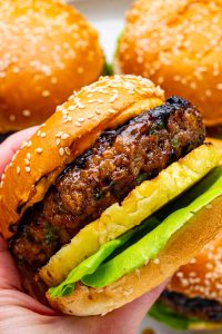 Grilled Chicken Patties with Teriyaki Sauce