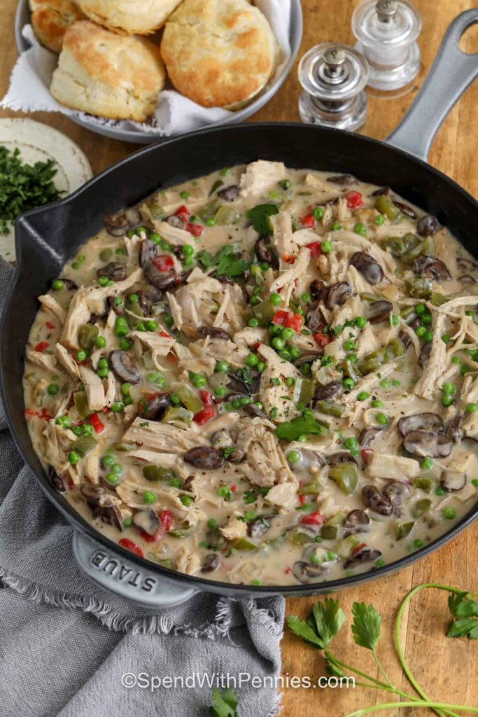 One-Pan Meal with Cozy Biscuit Covering