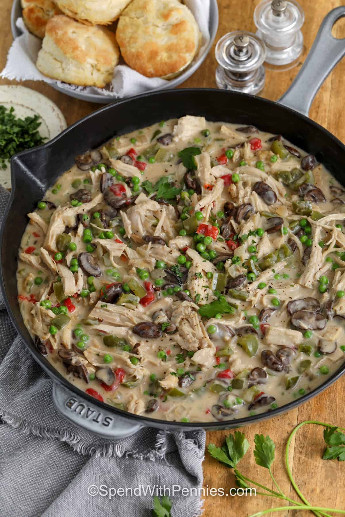 One-Pan Meal with Cozy Biscuit Covering