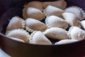 skillet pierogi with mushrooms