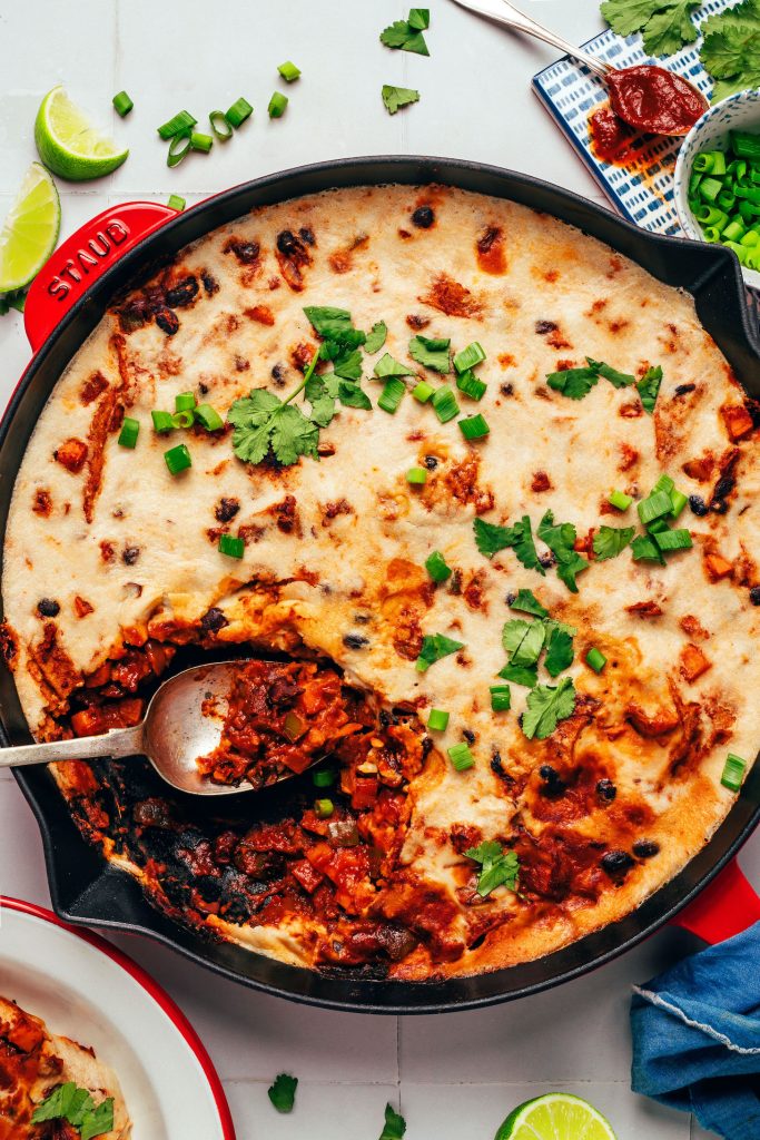 Speedy Cheesy Vegan Enchilada Skillet Recipe Prepared in 30 Minutes