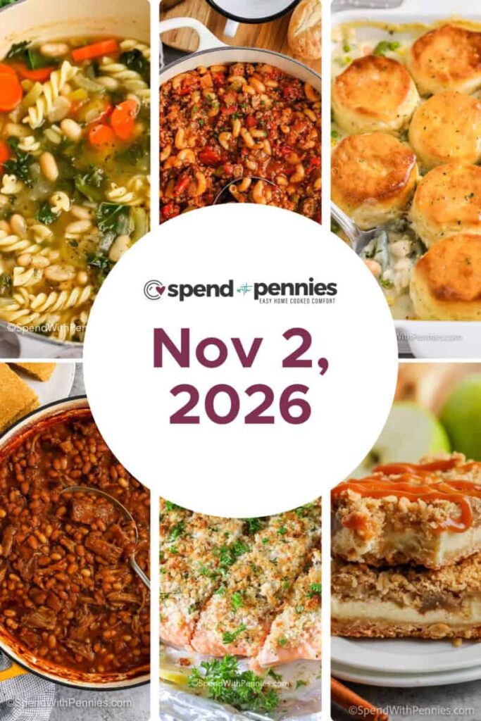 Weekly Meal Plan Nov 2, 2026
